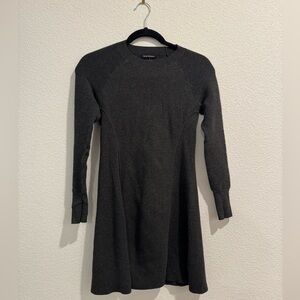 Club Monaco Long Sleeve Ribbed Sweater Dress - Charcoal Gray - Size XS Women's